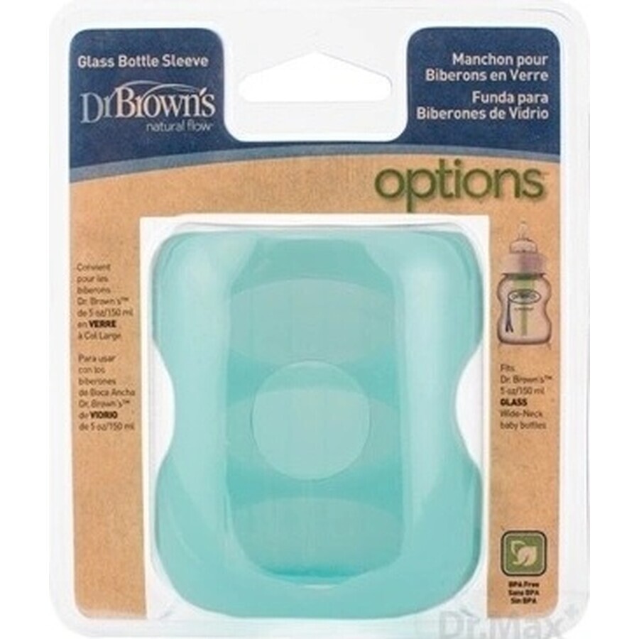 Dr.BROWN'S SILICONE WRAPING FOR GLASS FLAG 150ml 1×1 buc, turcoaz, cu gât larg