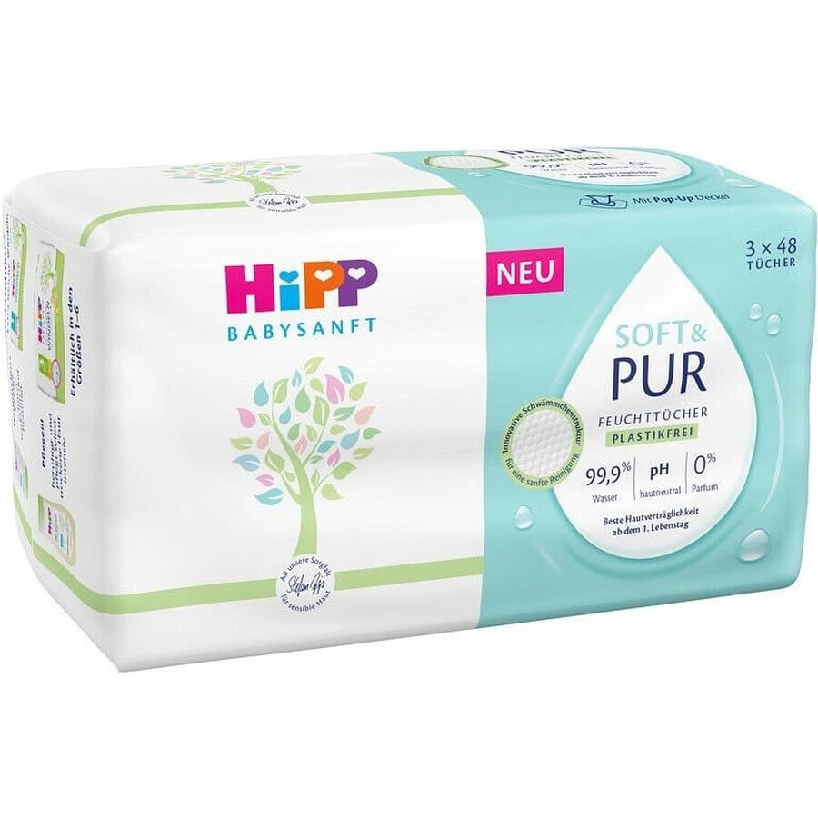 HiPP Babysanft Soft & Pure Cleaning Wipes 3 x 48 pcs 3×48 pcs 3×48 pcs, wet wipes