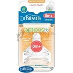 Dr.BROWN'S OPTIONS+ NIVEL 1 1×2 piezas, cuello ancho, silicona, 0M+