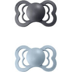 BIBS Supreme pacifier in natural rubber iron/baby blue 1×2 pcs, size 1