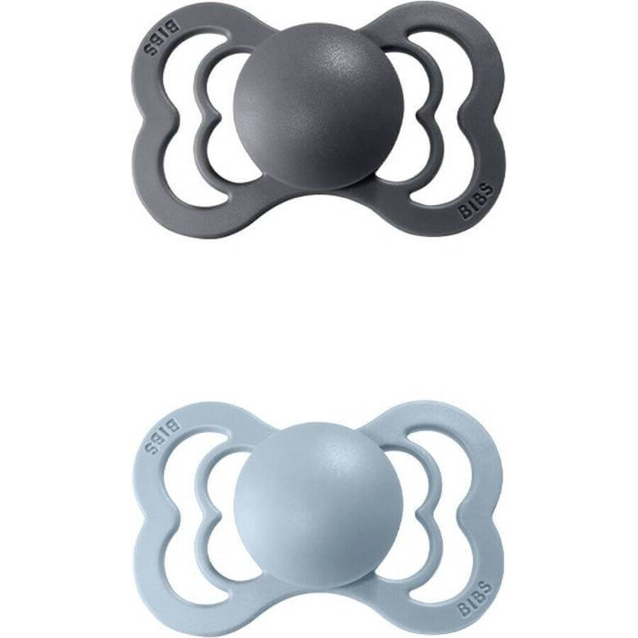 BIBS Supreme pacifier in natural rubber iron/baby blue 1×2 pcs, size 1