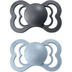 BIBS Supreme pacifier in natural rubber iron/baby blue 1×2 pcs, size 1