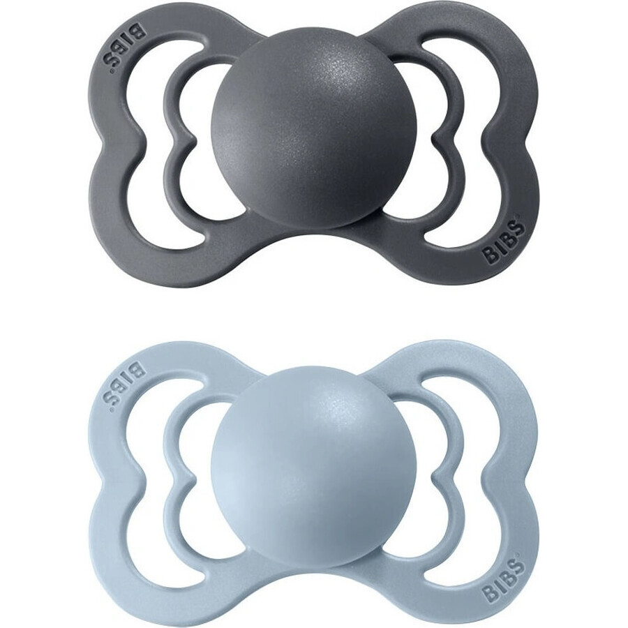 BIBS Supreme pacifier in natural rubber iron/baby blue 1×2 pcs, size 1