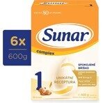 Sunar Complex 1 6×600 g, leche infantil, desde el nacimiento