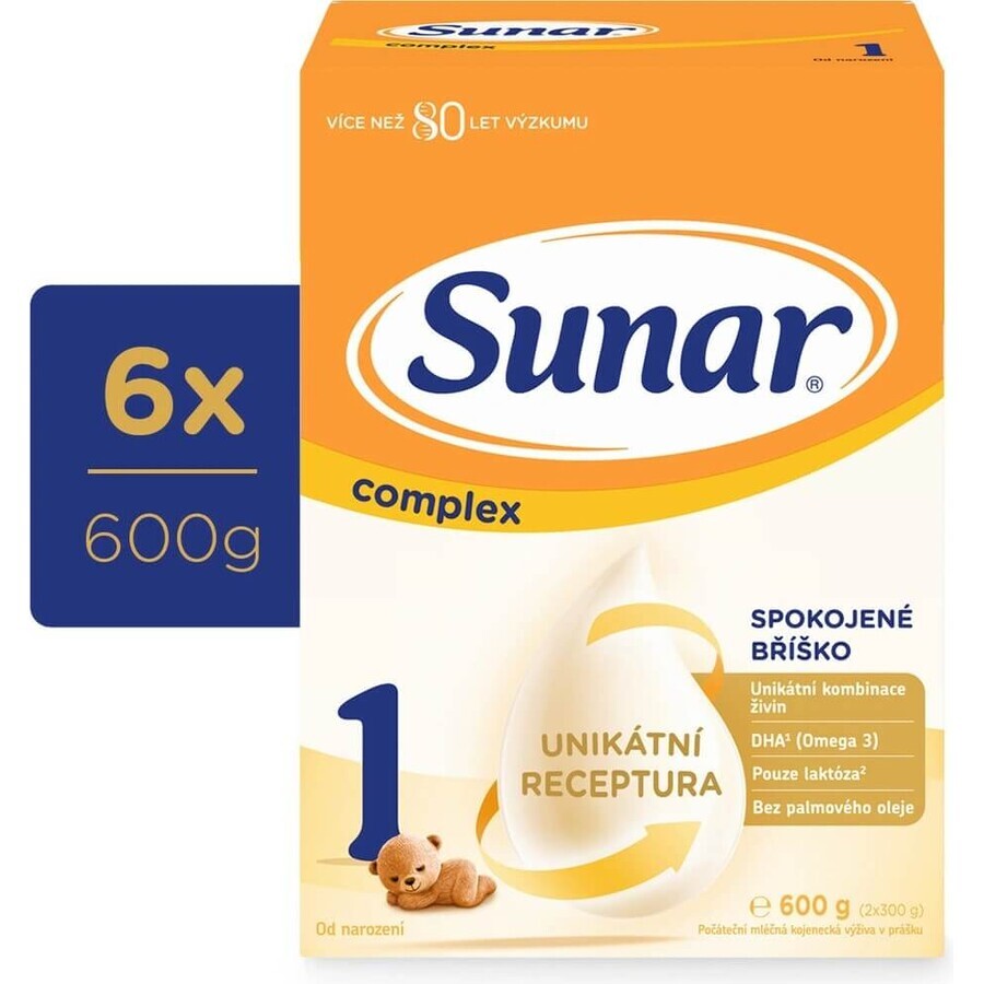 Sunar Complex 1 6×600 g, leche infantil, desde el nacimiento