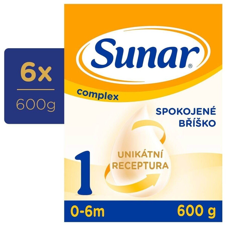 Sunar Complex 1 6×600 g, leche infantil, desde el nacimiento