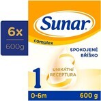 Sunar Complex 1 6×600 g, leche infantil, desde el nacimiento