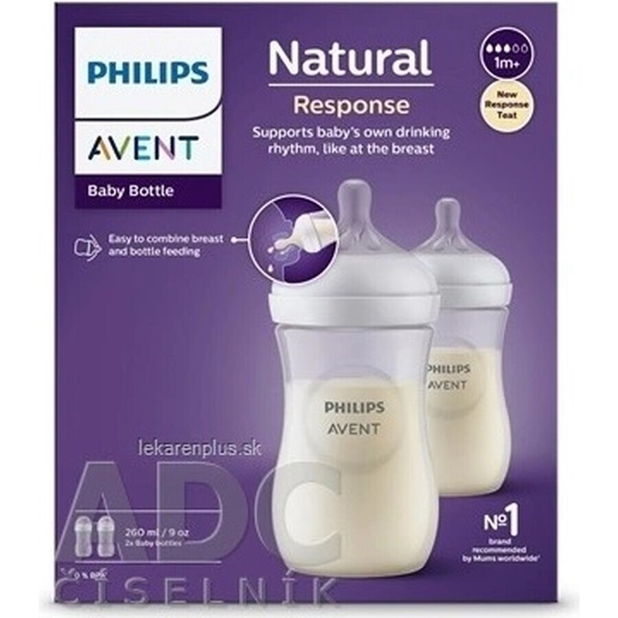 Philips AVENT Natural Response-fles 260 ml, 1m+ 2 stuks 1×2 stuks 1×2 stuks, glas