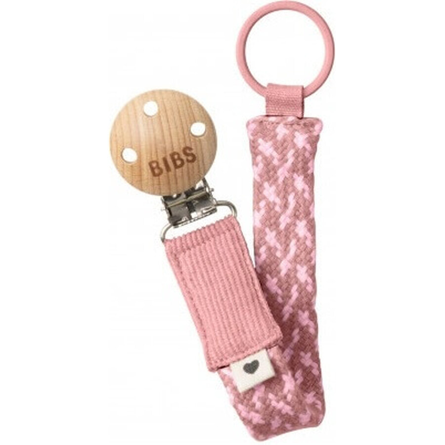 BIBS Paci Paci Braid pacifier clip, Dusty Pink / Baby Pink 1×1pc, pink pacifier clip