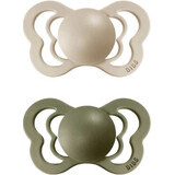 BIBS Couture vanilla/olive 1×2 silicone orthodontic BIBS Couture silicone pacifiers - size 1