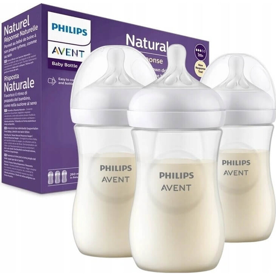 Philips AVENT Natural Response-fles 260 ml, 1m+ 3 st. 1×3 st. 1×3 st., glas