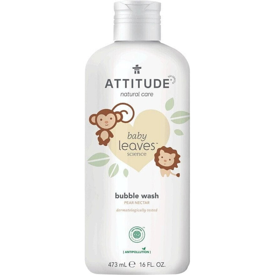 ATTITUDE Bébé feuilles bain moussant au jus de poire 1×473 ml, savon moussant pour bébé