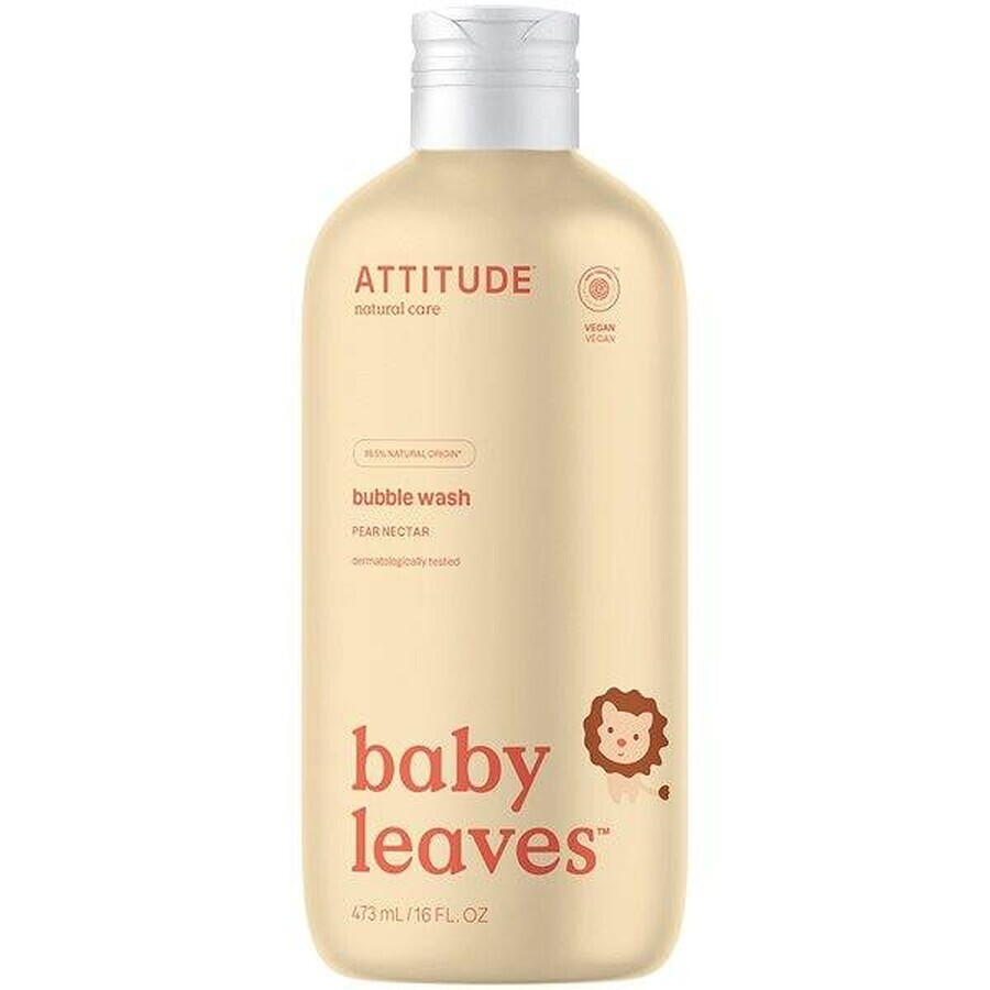 ATTITUDE Bébé feuilles bain moussant au jus de poire 1×473 ml, savon moussant pour bébé