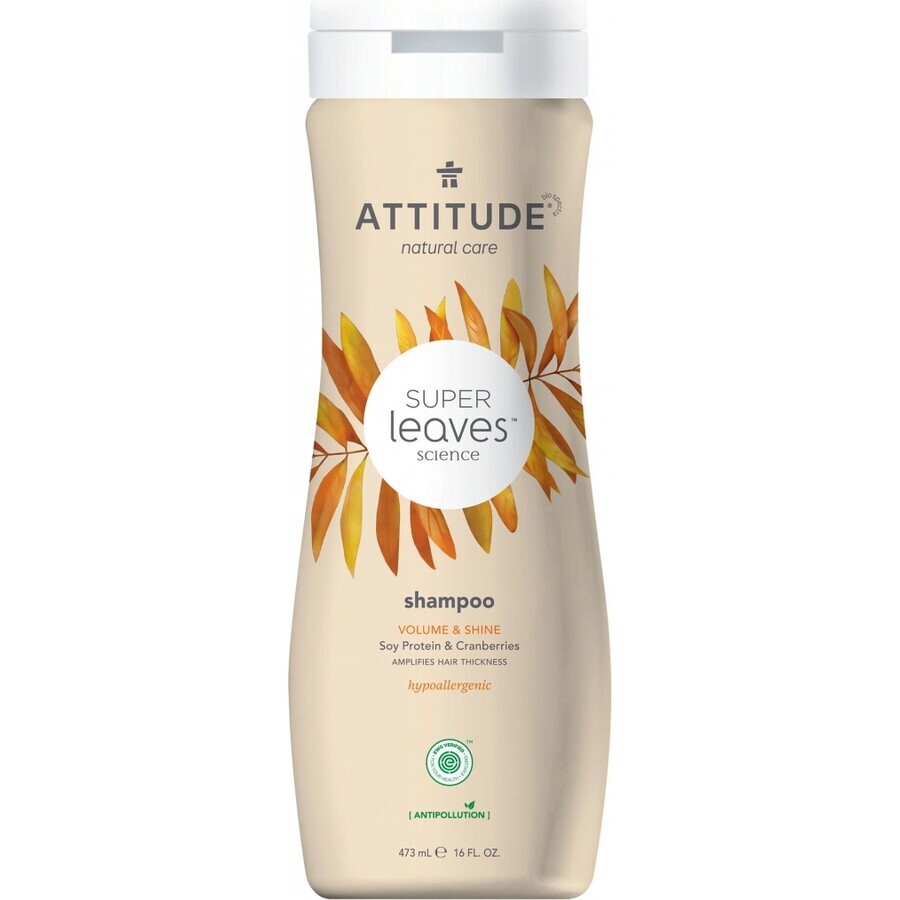 ATTITUDE Champú natural Super hojas con efecto desintoxicante - brillo y volumen para cabellos finos 1×473 ml, champú natural