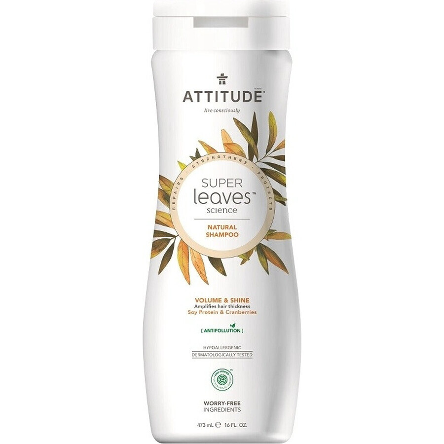 ATTITUDE Champú natural Super hojas con efecto desintoxicante - brillo y volumen para cabellos finos 1×473 ml, champú natural