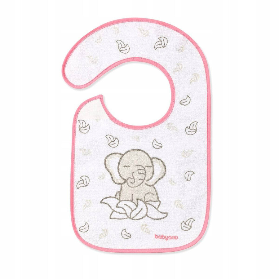 BABYONO Terry bib, medium, waterproof elephant 6m+ 1×1 pc