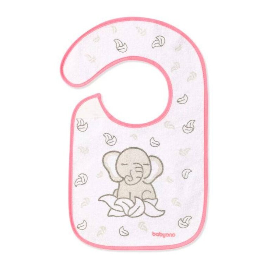 BABYONO Terry bib, medium, waterproof elephant 6m+ 1×1 pc