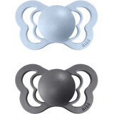 BIBS Couture natural rubber orthodontic pacifier iron/baby blue 1×2 pcs, size 2