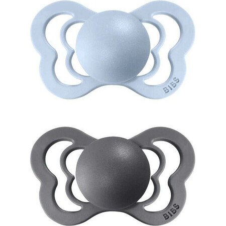 BIBS Couture natural rubber orthodontic pacifier iron/baby blue 1×2 pcs, size 2