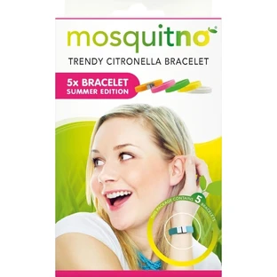 MosquitNo Pulsera de verano con cierre liberador de olores de citronela, tamaño ajustable 1×5 unidades, pulseras antimosquitos