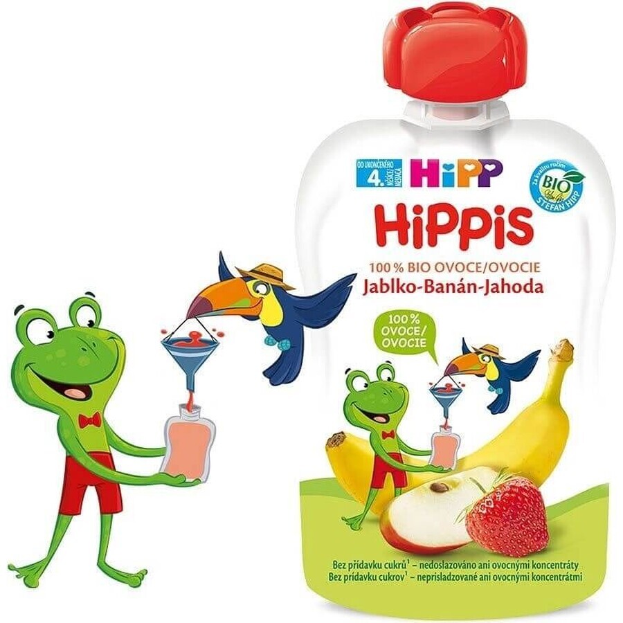 HiPP HiPPis 100% frutta HiPPis mela banana fragola 1×100 g, snack alla frutta