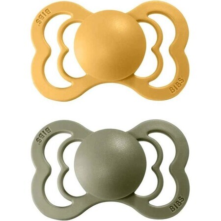 BIBS Supreme Honey/olive silicone soothers 1×2 - size 1