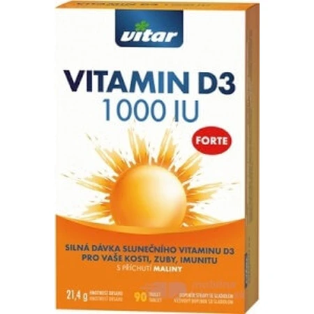 VITAR Vitamine D3 Forte 1000IU 1×90 tbl 1×90 tbl, een krachtige dosis zonnevitamine D3