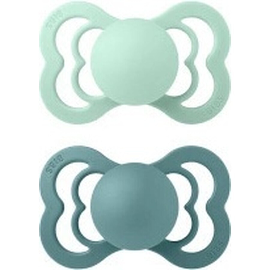 BIBS Sucette suprême en caoutchouc naturel 2 pcs 1×1 pcs - taille 1, Nordic mint / sea island sea