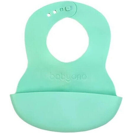 BABYONO Soft plastic bib with pocket BPA free mint 6m+ 1×1 pcs, plastic bib