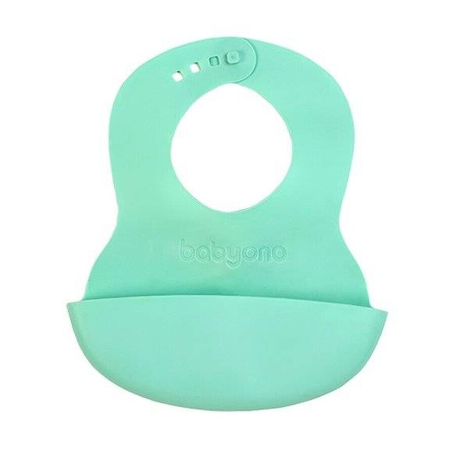 BABYONO Soft plastic bib with pocket BPA free mint 6m+ 1×1 pcs, plastic bib