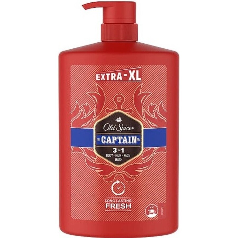 Old Spice SG 1l Captain 1×1000ml Captain 1l, shampooing et gel douche pour hommes