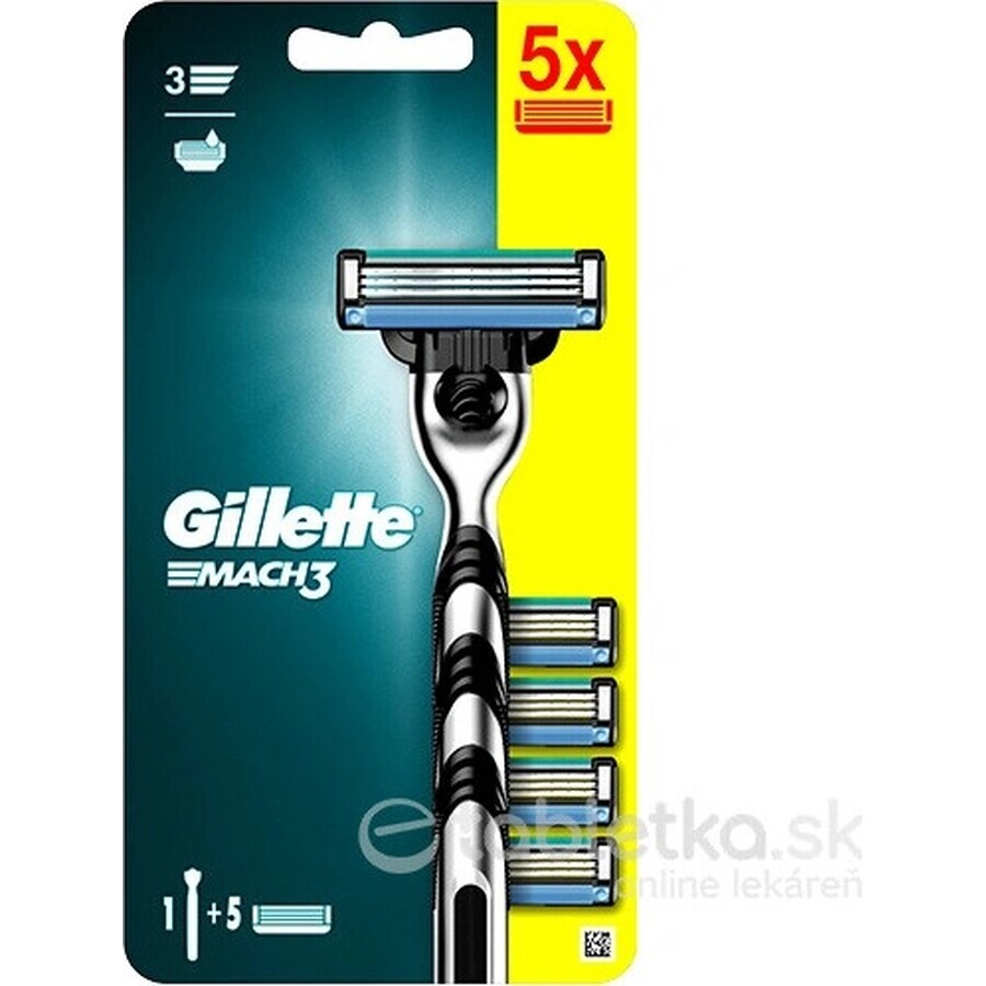 GILLETTE MACH3 SHAVER + 5NH Set 1×1, shaver + 5 replacement heads