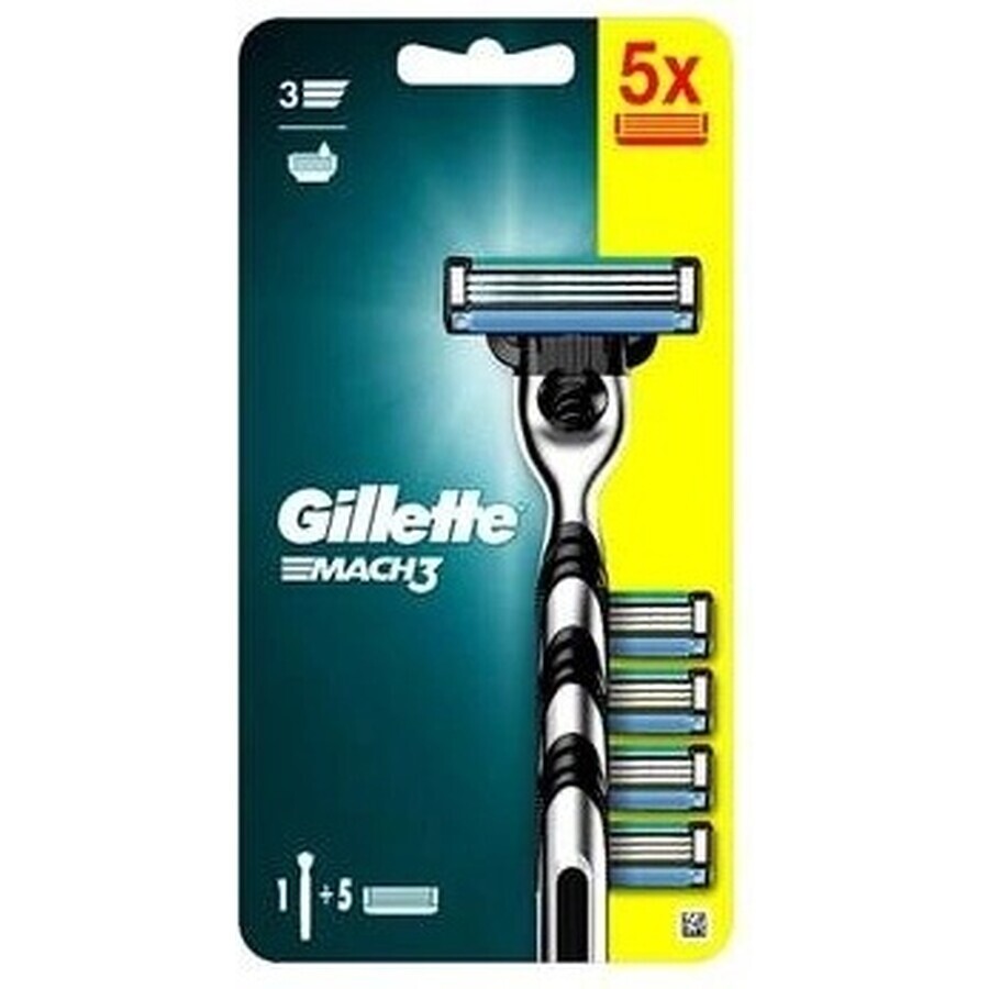 GILLETTE MACH3 SHAVER + 5NH Set 1×1, shaver + 5 replacement heads