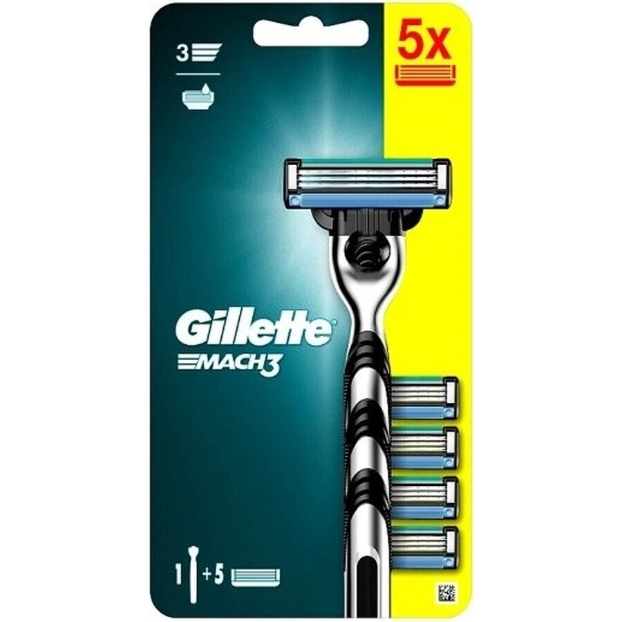 GILLETTE MACH3 SHAVER + 5NH Set 1×1, shaver + 5 replacement heads