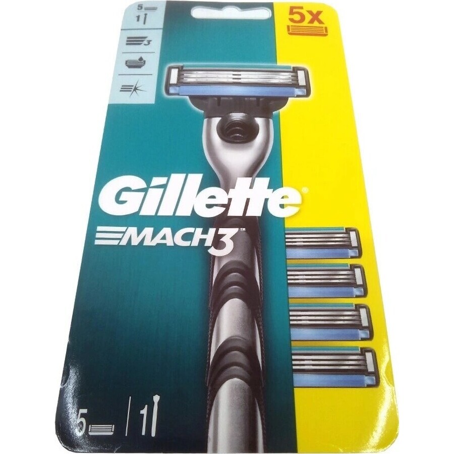 GILLETTE MACH3 SHAVER + 5NH Set 1×1, shaver + 5 replacement heads