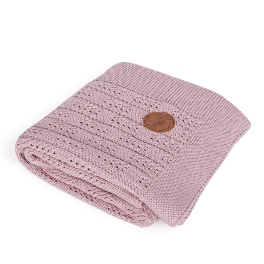 CEBA Strickdecke in Geschenkbox 90 x 90 rosa Fischgrät 1×1, 100% Baumwolle