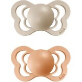 BIBS Couture Naturkautschuk kieferorthopädische Schnuller 2pcs 1×1 Stück - Größe 2, rosa Pflaume/Pfirsich