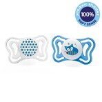 CHICCO Physio Light siliconen fopspeen voor jongens - ster/vos 2 stuks, 6-16 m + 1×2 stuks, orthodontische fopspeen