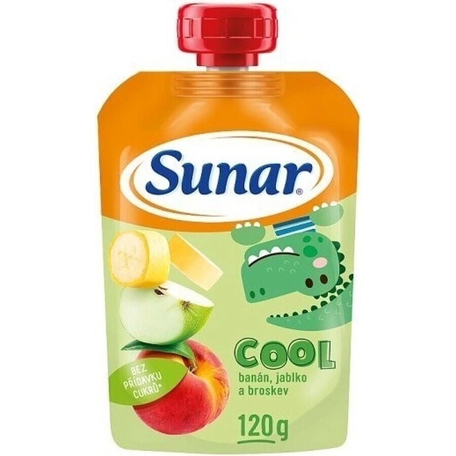 Sunar COOL Fruit Peach, Banana, Apple 1×120 g, Peach, Banana, Apple, 12m+