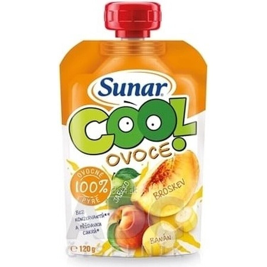 Sunar COOL Fruit Peach, Banana, Apple 1×120 g, Peach, Banana, Apple, 12m+