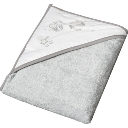 TEGA BABY Serviette de bain avec capuche Hiboux 100x100cm 100% coton, gris 1×1 pc