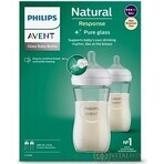 Philips AVENT Natural Response Bottiglia in vetro 240 ml, 1m+ 2 pz 1×2 pz 1×2 pz, vetro