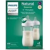 Philips AVENT Natural Response Glazen fles 240 ml, 1m+ 2 st 1×2 st 1×2 st, glas