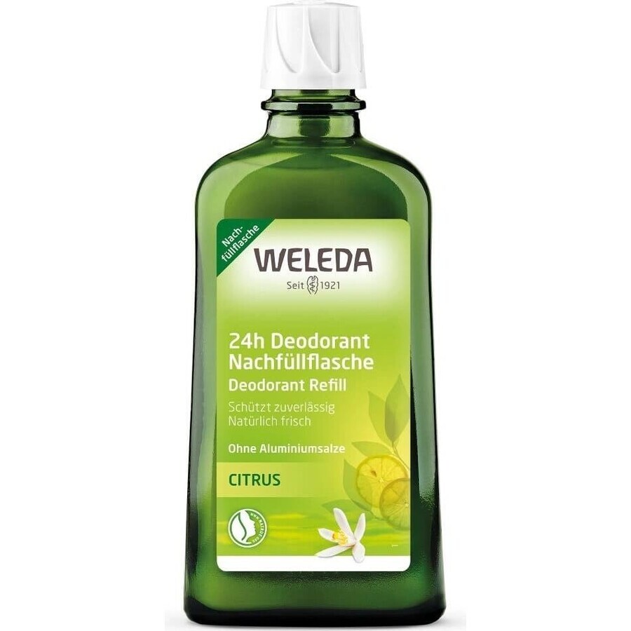 WELEDA Deodorant Citrus 1×200 ml, Deodorant, Nachfüllpackung - ohne Spray