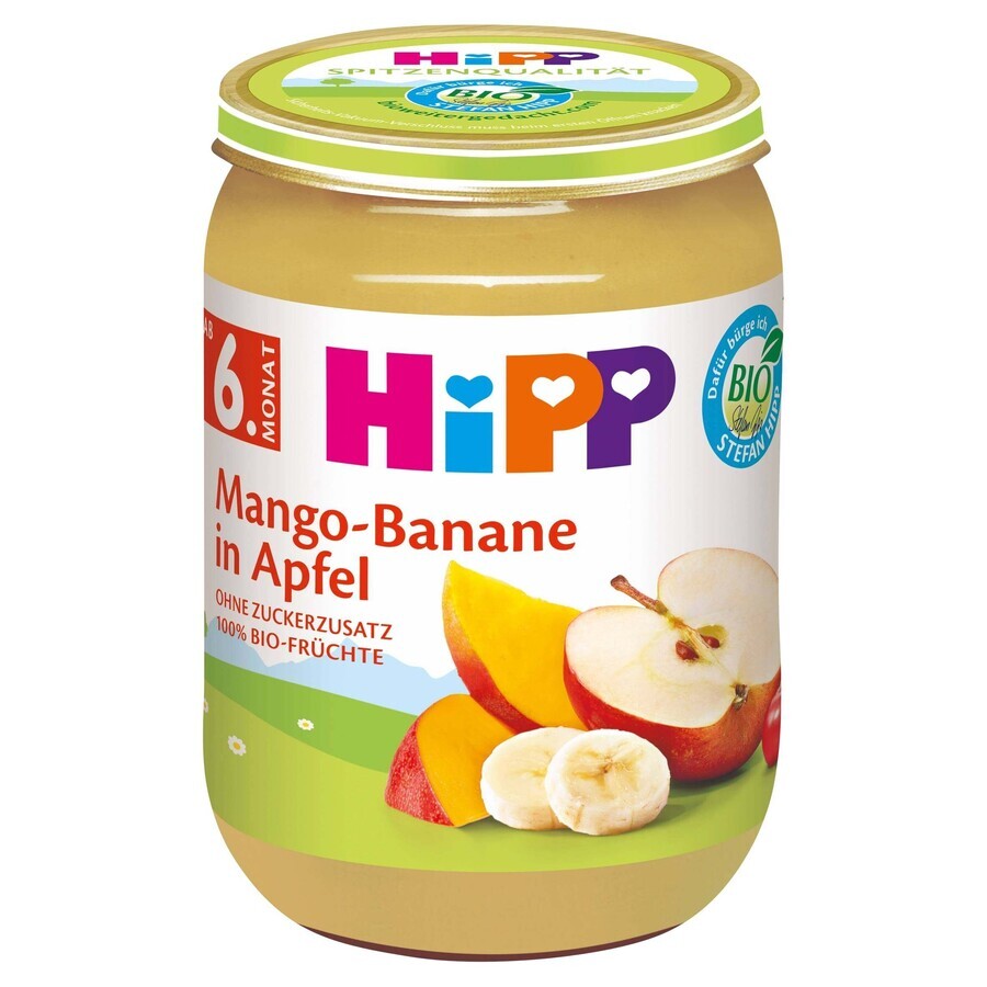 HiPP Mele biologiche con mango e banane 1×190 g, snack di frutta per bambini