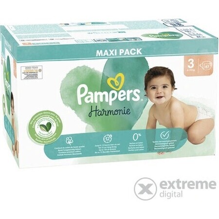 PAMPERS HARMONIE BABY LUIEREN V.3 6-10KG 87KS 1×87 stuks, luiers maat 3