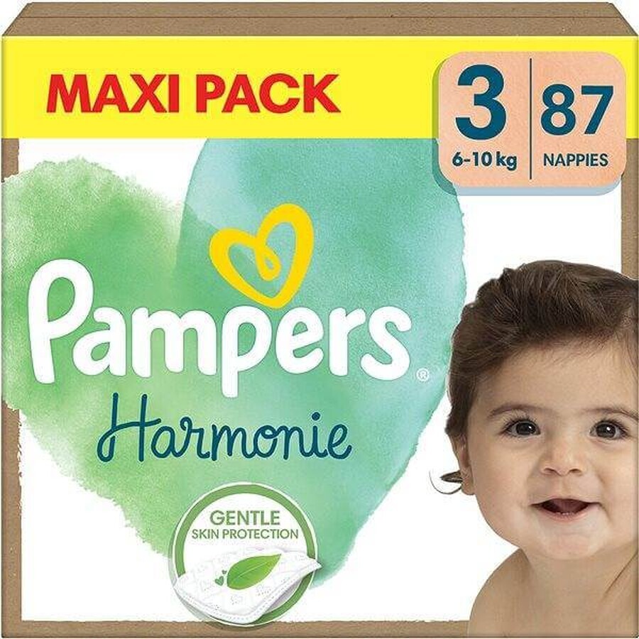 PAMPERS HARMONIE BABY LUIEREN V.3 6-10KG 87KS 1×87 stuks, luiers maat 3