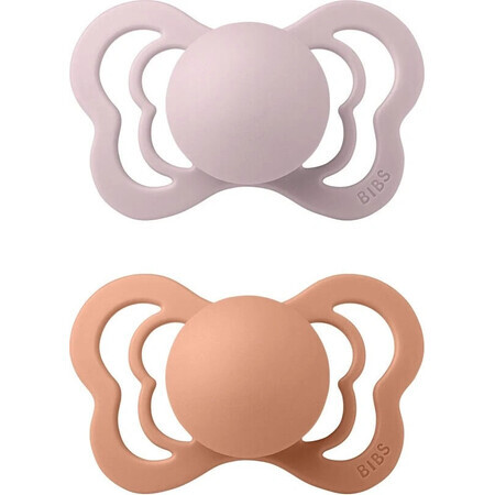 BIBS Couture silicone orthodontic pacifiers 2 pcs 1×1 pcs - size 1, plum/peach pink