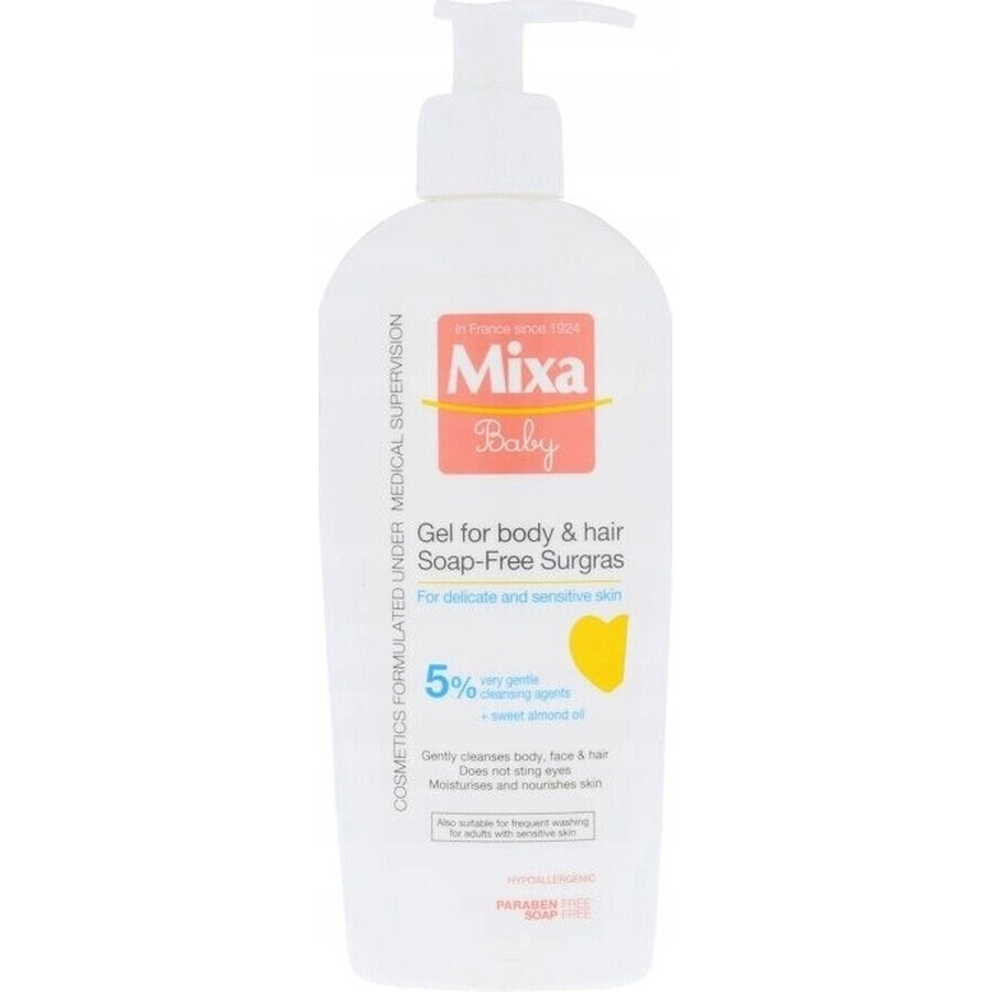 Mixa Baby Surgras Gel fără săpun pentru corp și păr 1×250 ml, gel de spălare pentru copii