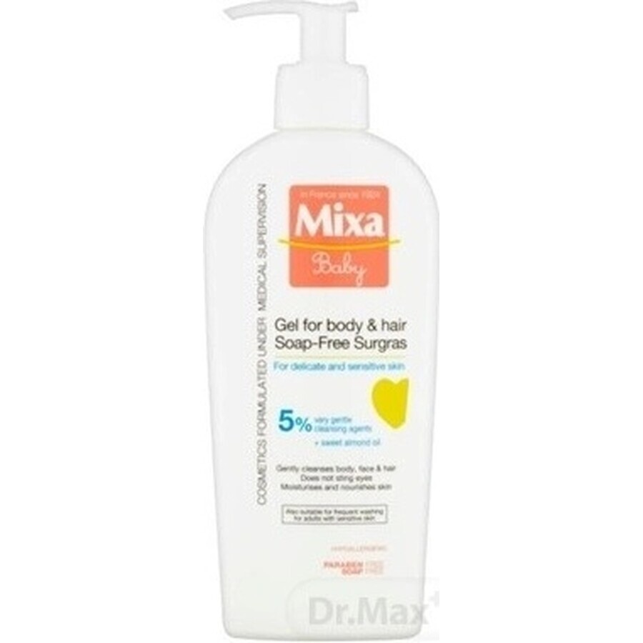 Mixa Baby Surgras Gel fără săpun pentru corp și păr 1×250 ml, gel de spălare pentru copii